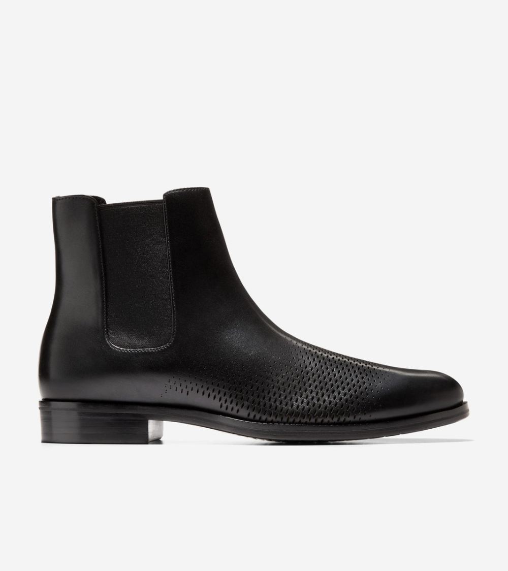 Cole Haan Free Shipping Men's Washington Grand Laser Chelsea Boots - Black