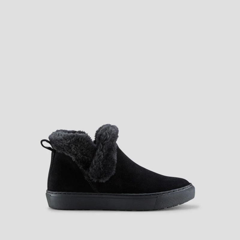 Women's Cougar Duffy Suede Waterproof Winter Sneaker-Black