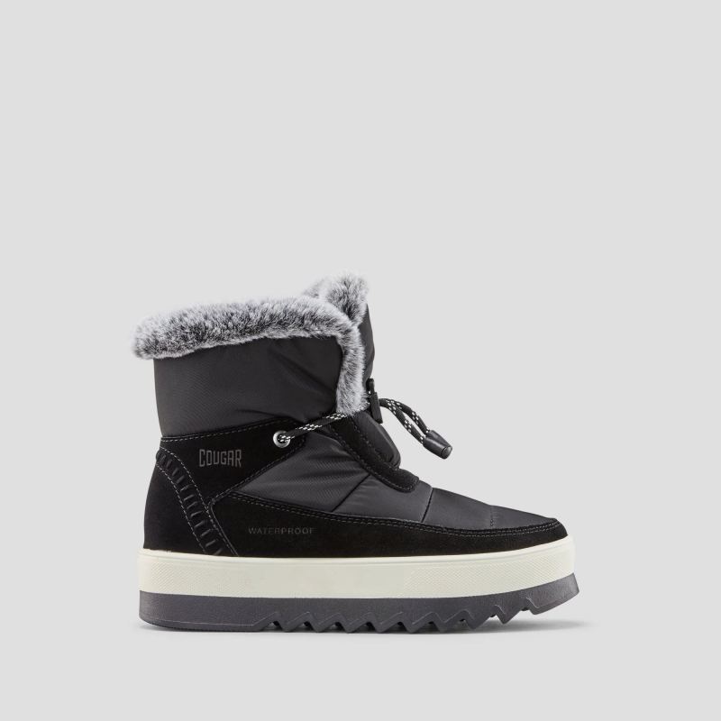 Women's Cougar Vibe Nylon and Suede Waterproof Winter Boot-Black