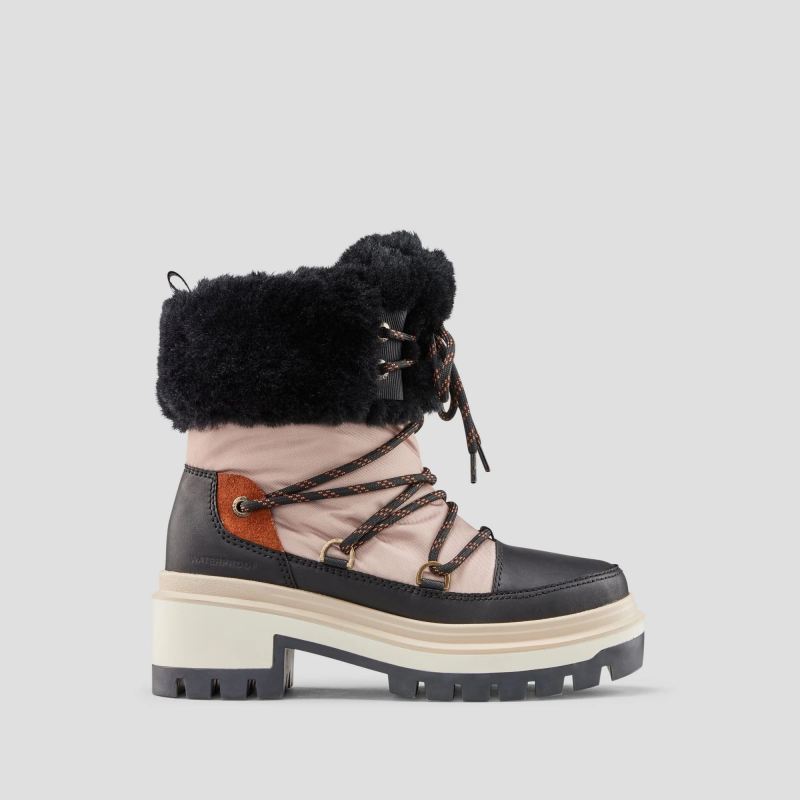 Women's Cougar Marlow Leather and Nylon Waterproof Boot with PrimaLoft-Black-Cream