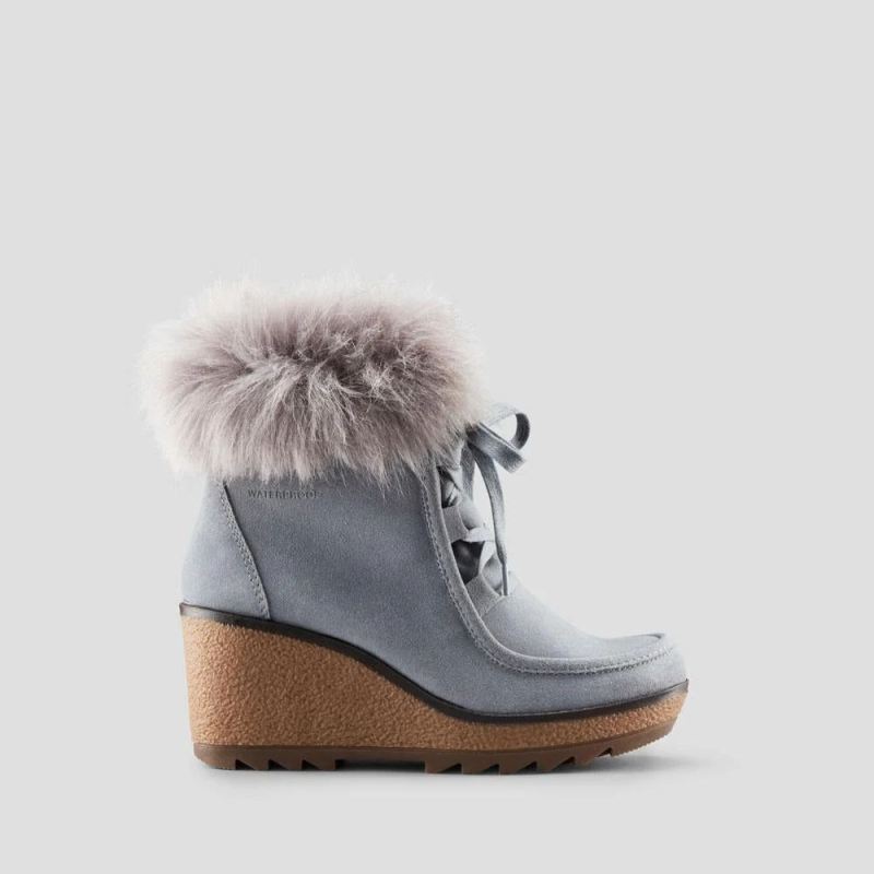 Women's Cougar Pasha Suede Wedge Waterproof Winter Boot-Ash Blue