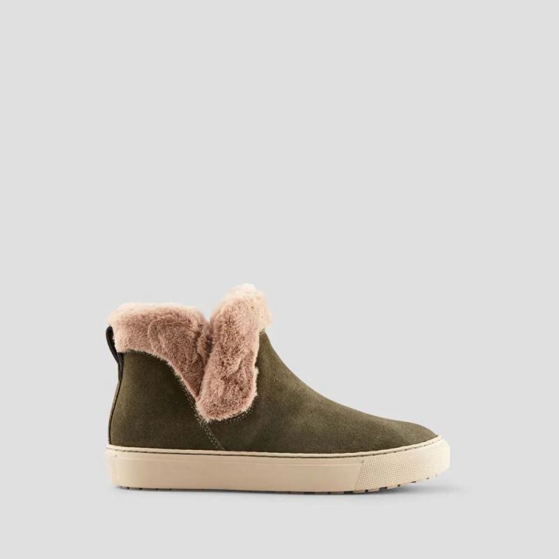 Women's Cougar Duffy2 Suede Waterproof Winter Sneaker-Olive