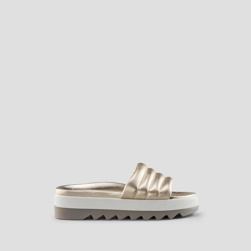 Women's Cougar Prato Metallic Leather Water-Repellent Sandal-Platino