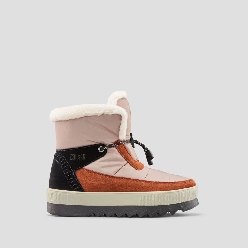 Women's Cougar Vibe Nylon and Suede Waterproof Winter Boot-Cream-Tobacco