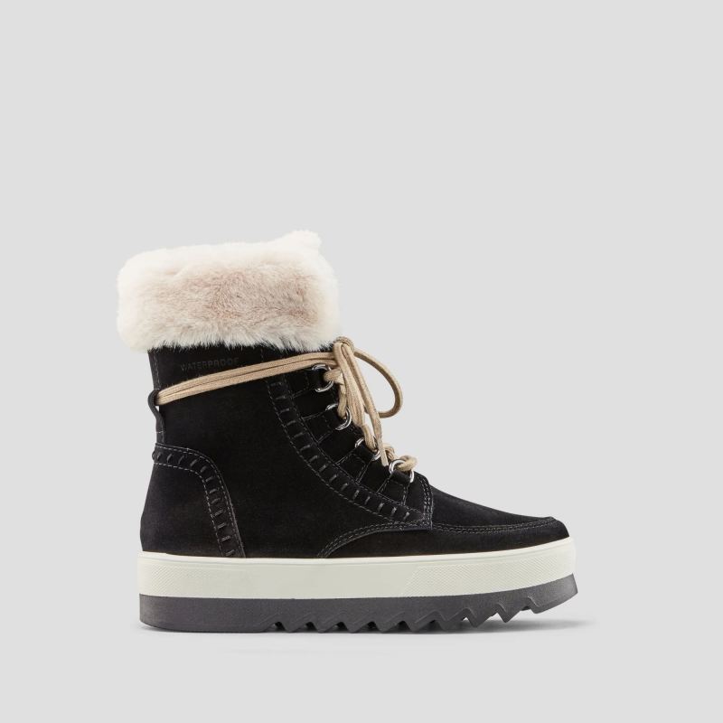 Women's Cougar Vanetta Suede Waterproof Winter Boot-Black-Cream