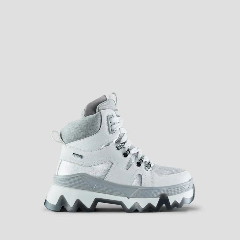 Women's Cougar Wicked Leather Waterproof Sneaker with PrimaLoft-White-Silver