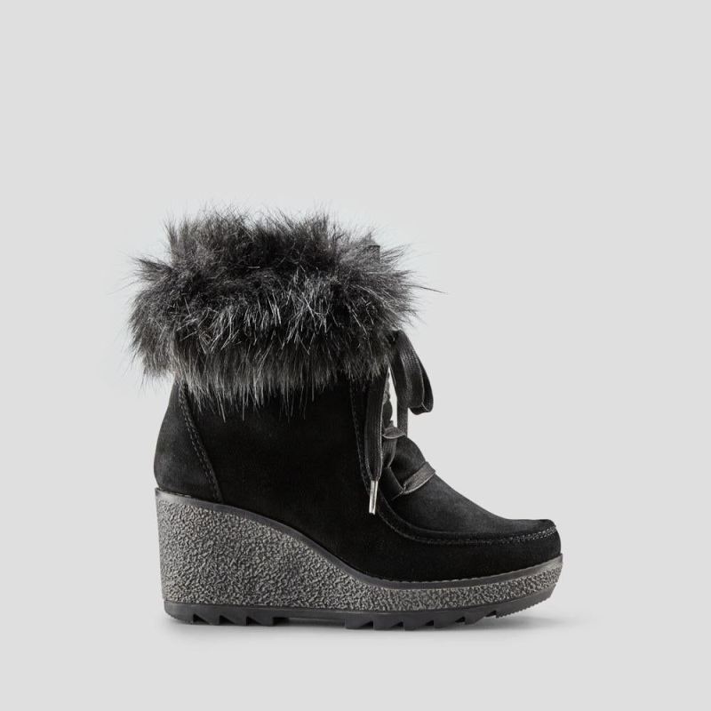 Women's Cougar Pasha Suede Wedge Waterproof Winter Boot-Black