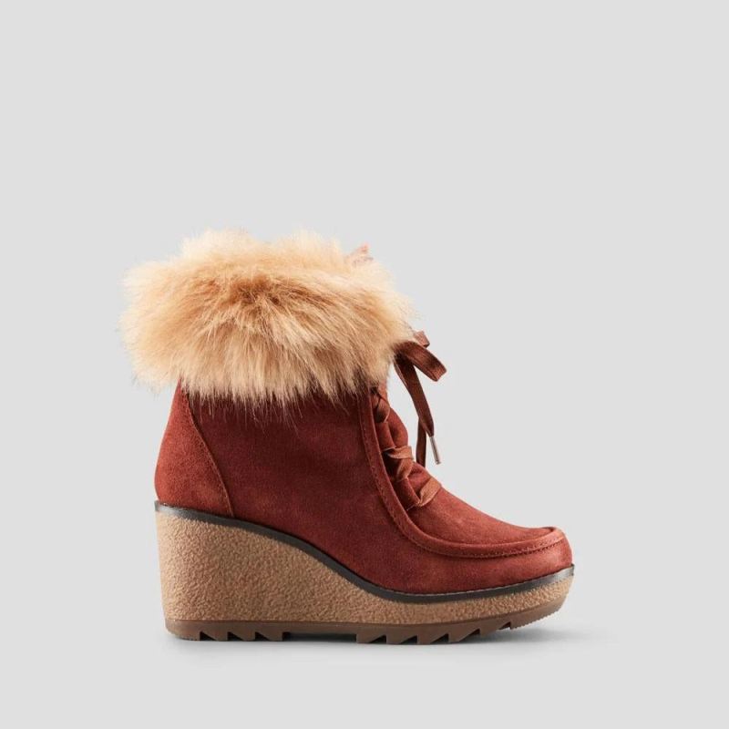 Women's Cougar Pasha Suede Wedge Waterproof Winter Boot-Russet