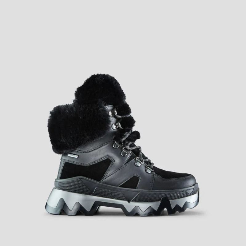 Women's Cougar Warrior Leather Waterproof Sneaker with PrimaLoft-Black