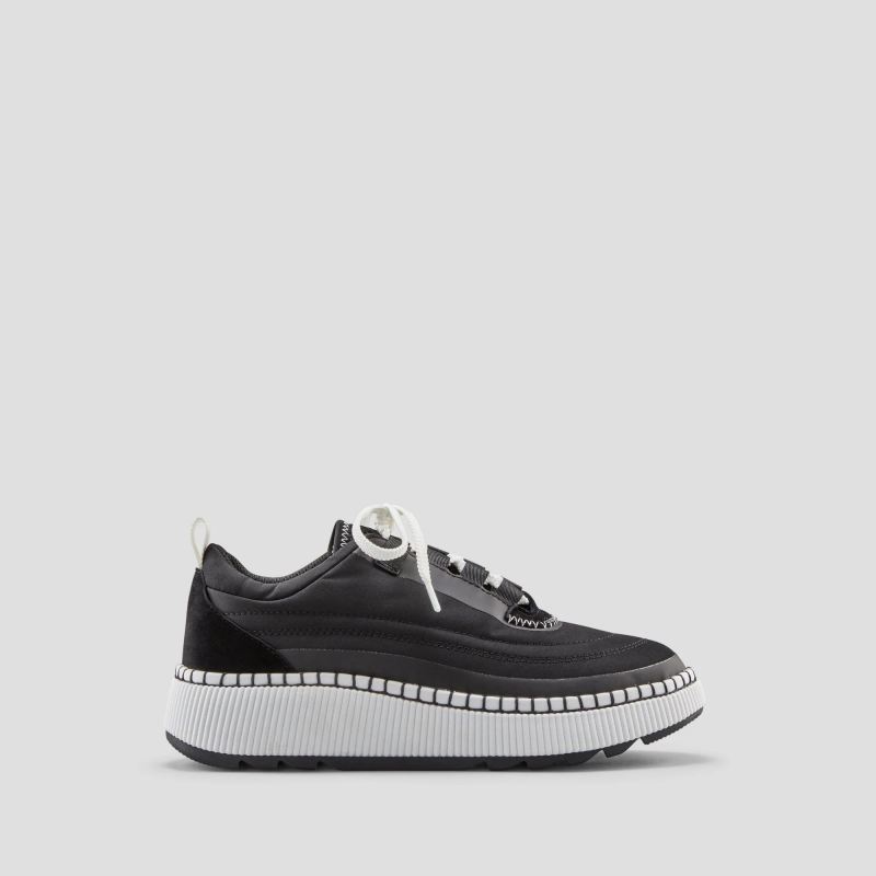 Women's Cougar Sayah Luxmotion Nylon and Suede Waterproof Sneaker-Black-White