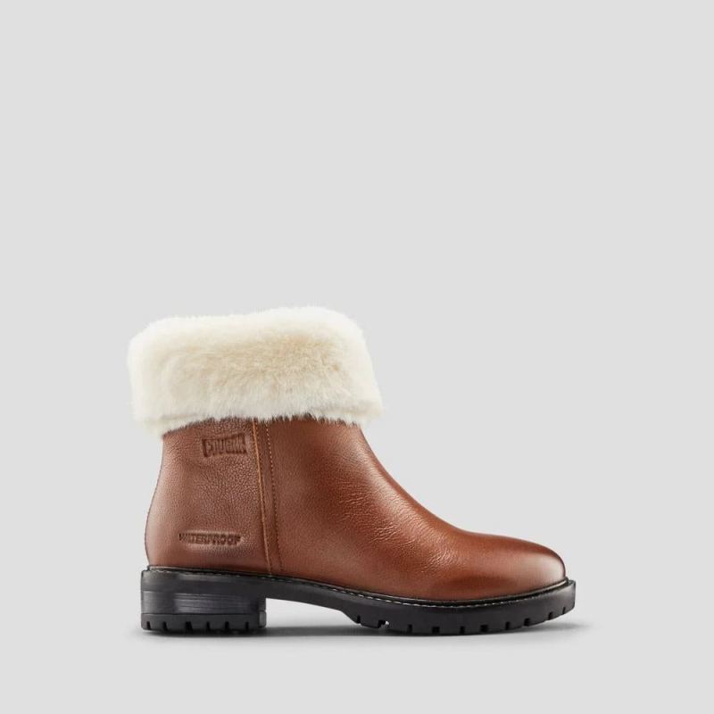 Women's Cougar Kendal Leather Waterproof Winter Boot-Cognac