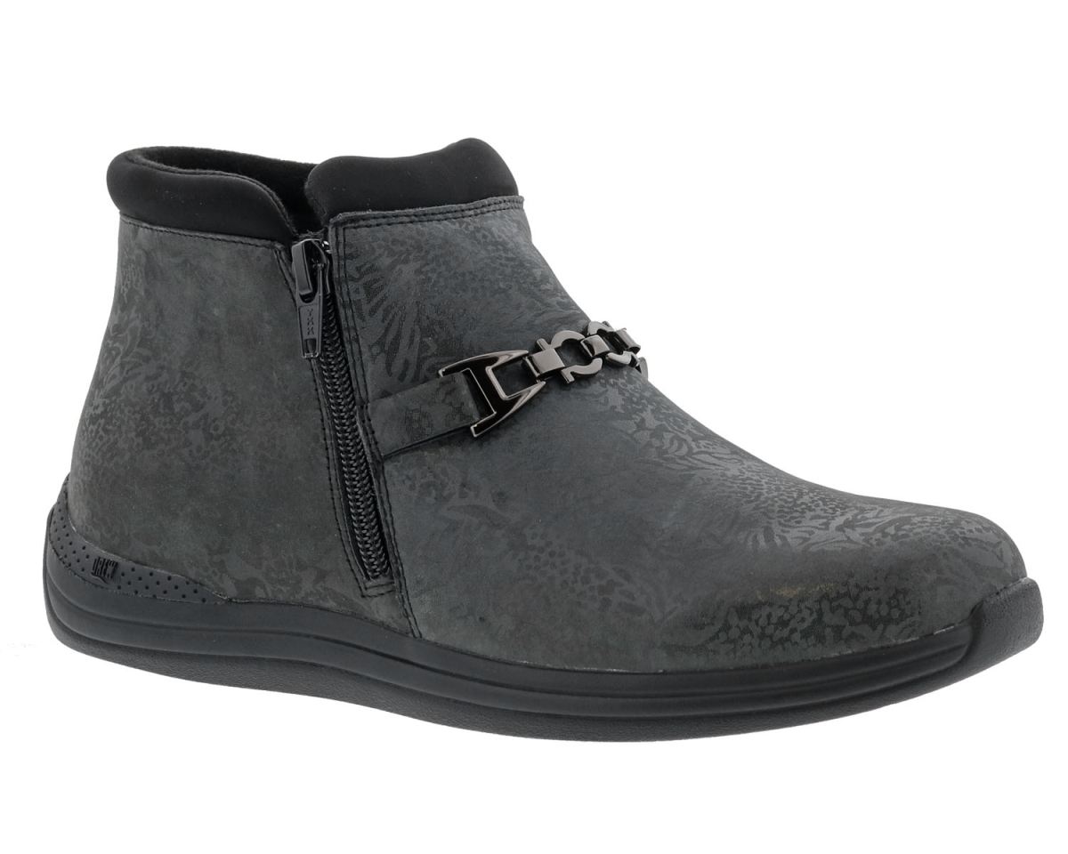DREW CANADA OUTLET WOMEN'S BLOSSOM-Black Metallic Foil Leather