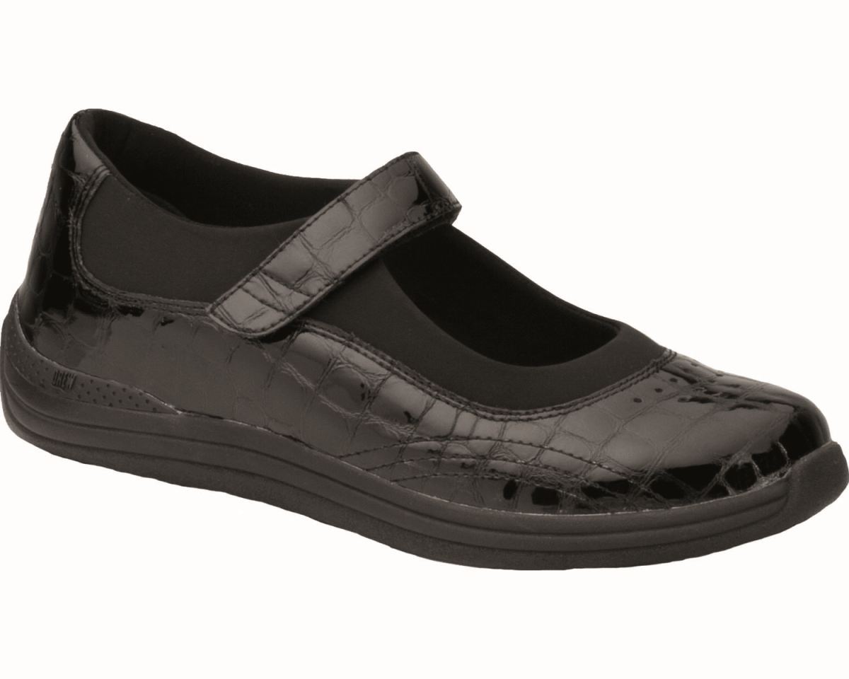 DREW CANADA OUTLET WOMEN'S ROSE-Black Croc Patent Leather