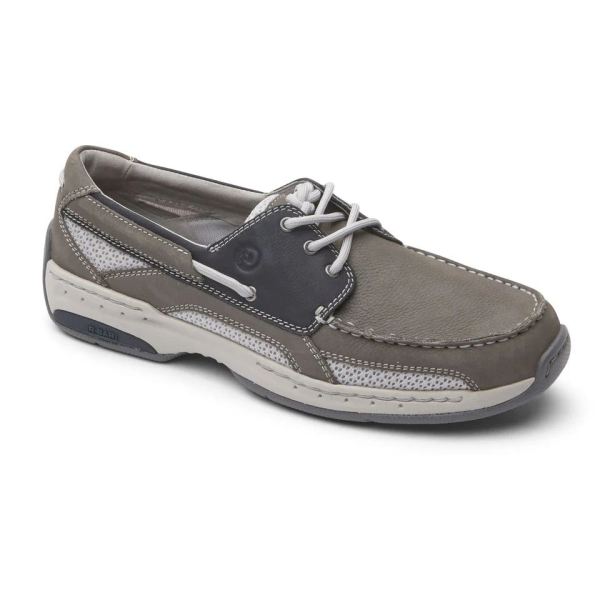CHEAP DUNHAM MEN'S CAPTAIN BOAT SHOE-GREY/NAVY NUBUCK