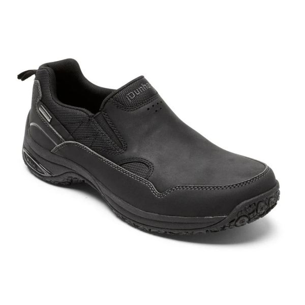 CHEAP DUNHAM MEN'S CLOUD PLUS WATERPROOF SLIP-ON SHOE-BLACK LEATHER