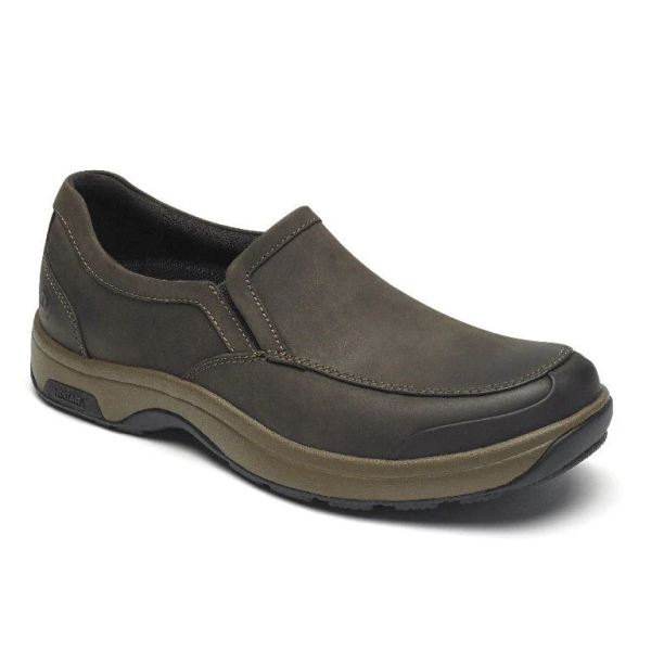 CHEAP DUNHAM MEN'S BATTERY PARK SLIP-ON CASUAL SHOE-BROWN NUBUCK