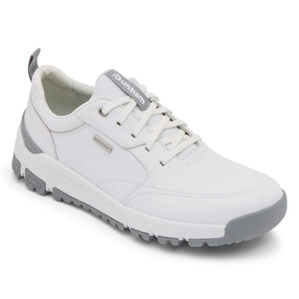 CHEAP DUNHAM MEN'S GLASTONBURY WATERPROOF UBAL WALKING SHOE-WHITE LEATHER/SUEDE