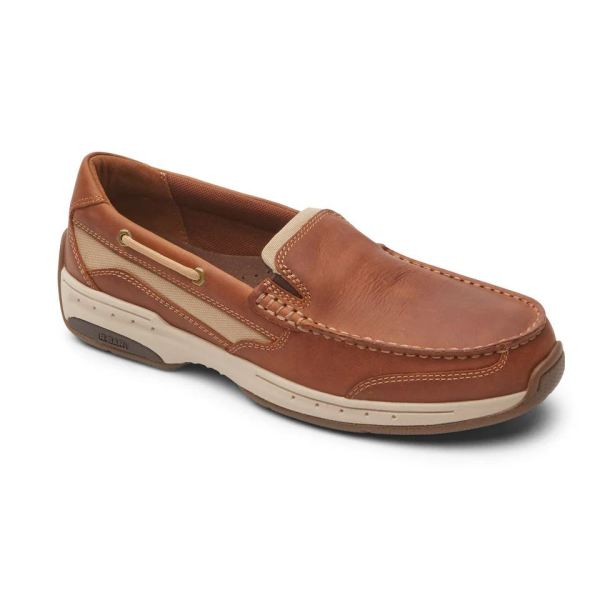 CHEAP DUNHAM MEN'S CAPTAIN VENETIAN BOAT SHOE-TAN LEA