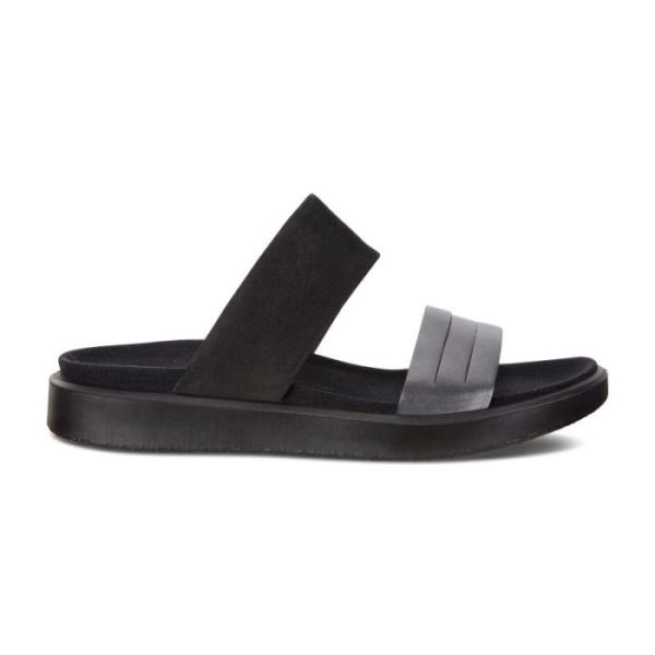 ECCO SHOES CANADA | FLOWT W FLAT SANDAL-BLACK DARK SHADOW METALLIC/BLACK