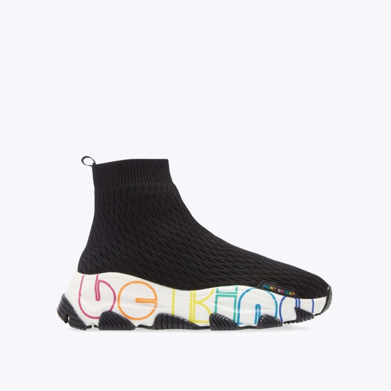 Kurt Geiger Women's Be Kind Lettie Knit Sock - Black White | Canada Outlet