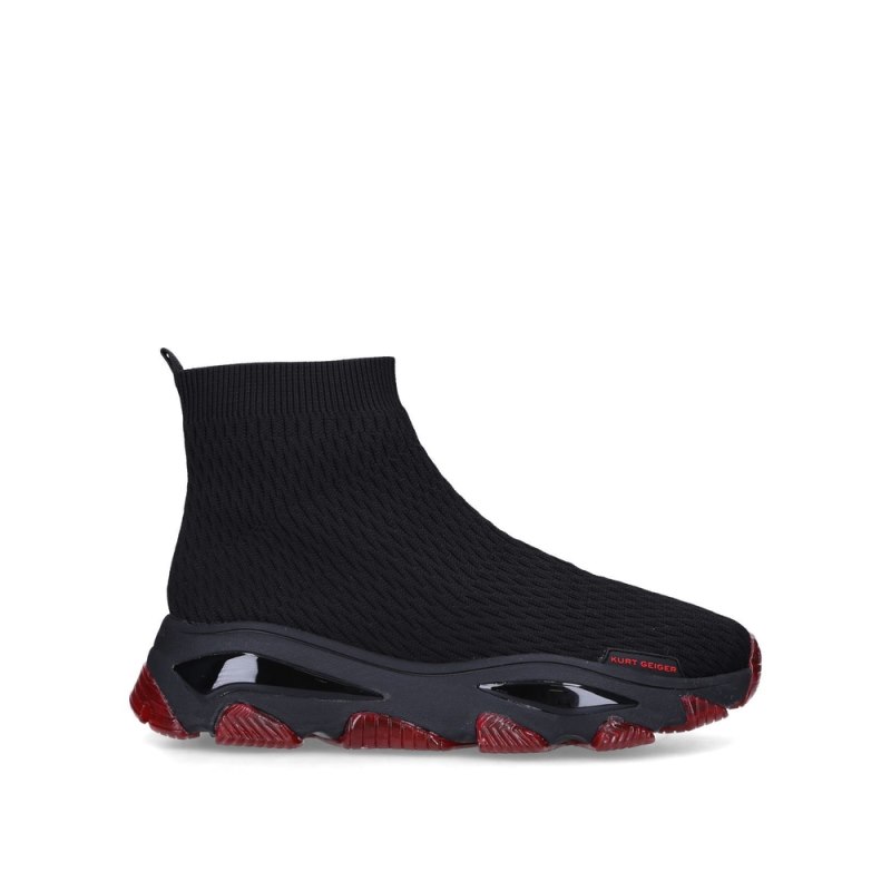 Kurt Geiger Mens Lettie Knit Sock - Black Red | Canada Outlet