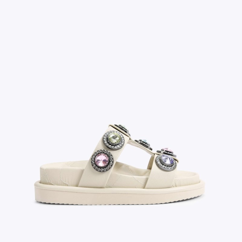 Kurt Geiger Women's Orson Crystal Sandal - Bone Combination | Canada Outlet