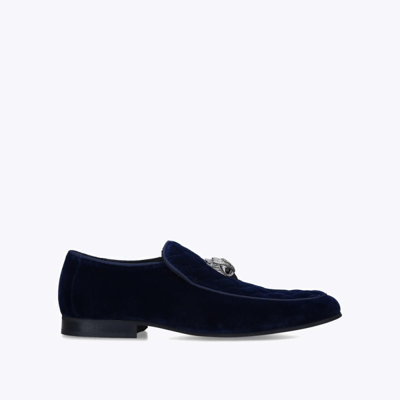 Kurt Geiger Mens Hugh Eagle Velvet - Navy | Canada Outlet