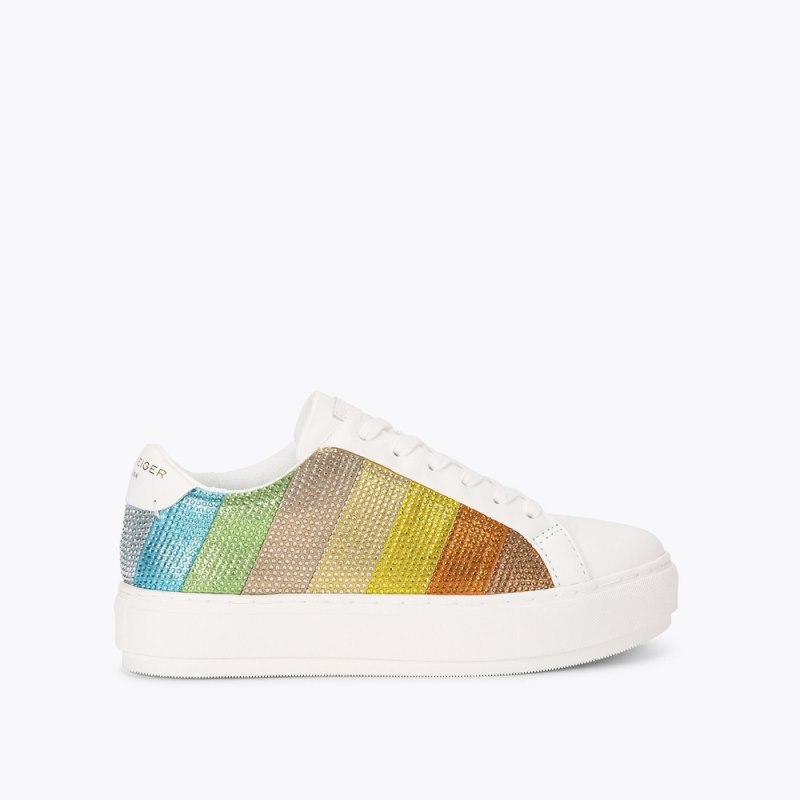 Kurt Geiger Women's Laney Stripe Crystal - Green Combination | Canada Outlet