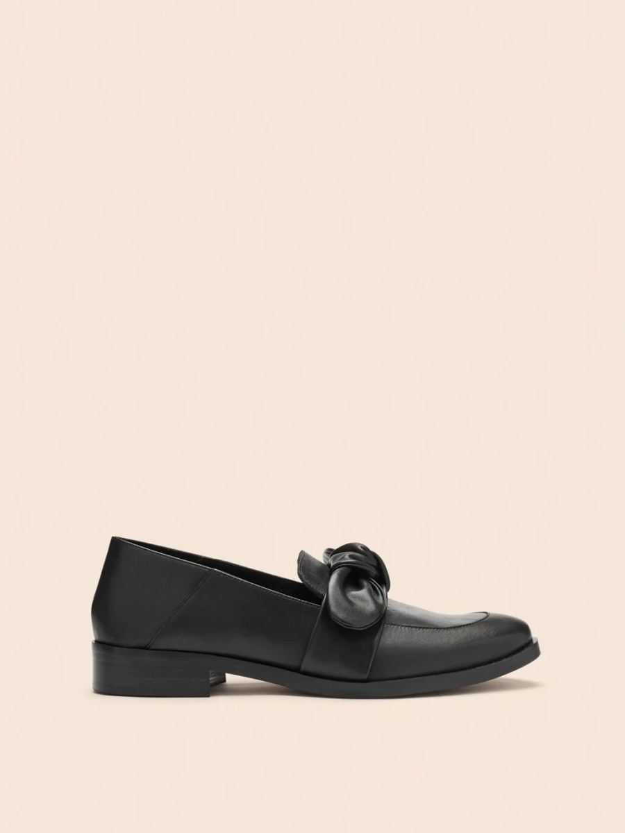 New Arrivals Maguire Women's Valencia Black Leather Loafer Bow Loafer