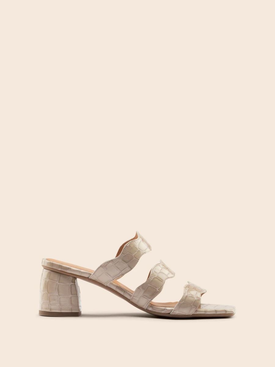 New Arrivals Maguire Women's Riva Beige Croco Heel Heeled Sandal