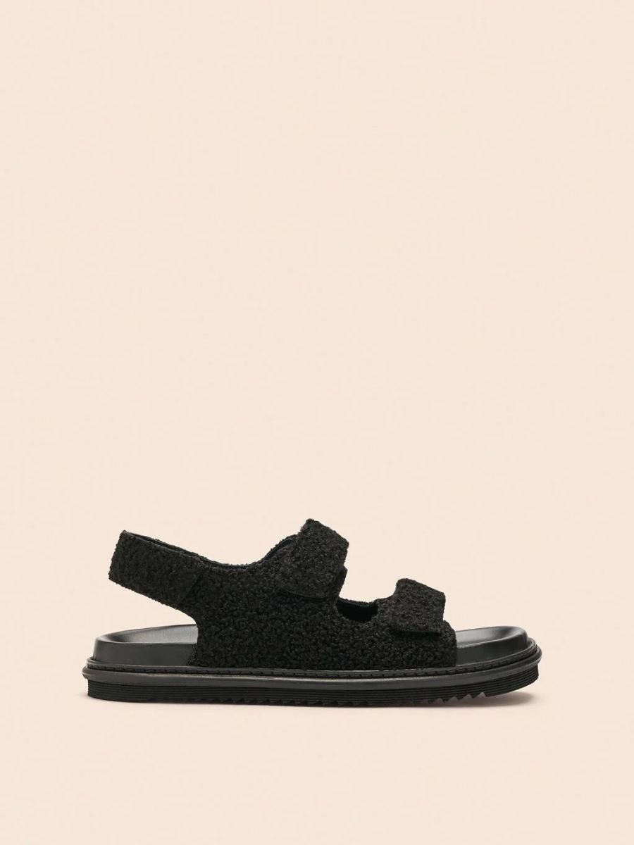 New Arrivals Maguire Women's Tavira Black Teddy Sandal Last Units
