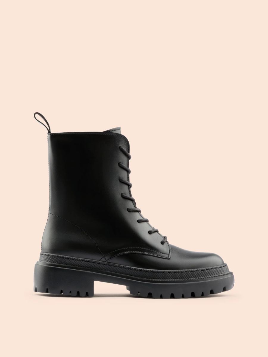 New Arrivals Maguire Women's Belluno Black Leather Boot Combat Boot