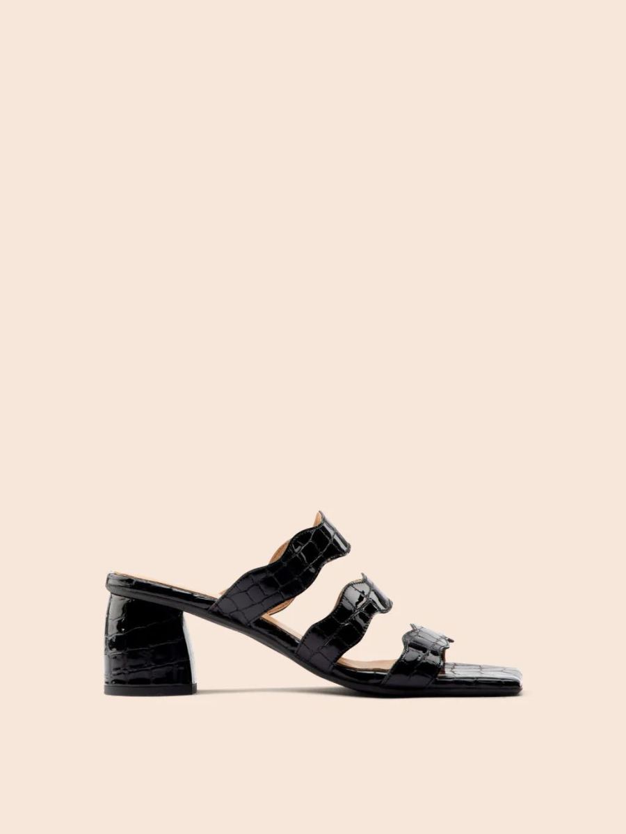 New Arrivals Maguire Women's Riva Black Croco Heel Heeled Sandal