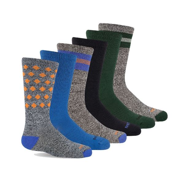 Merrell Canada Hybrid Hiker Crew Sock 6-Pack-Blue