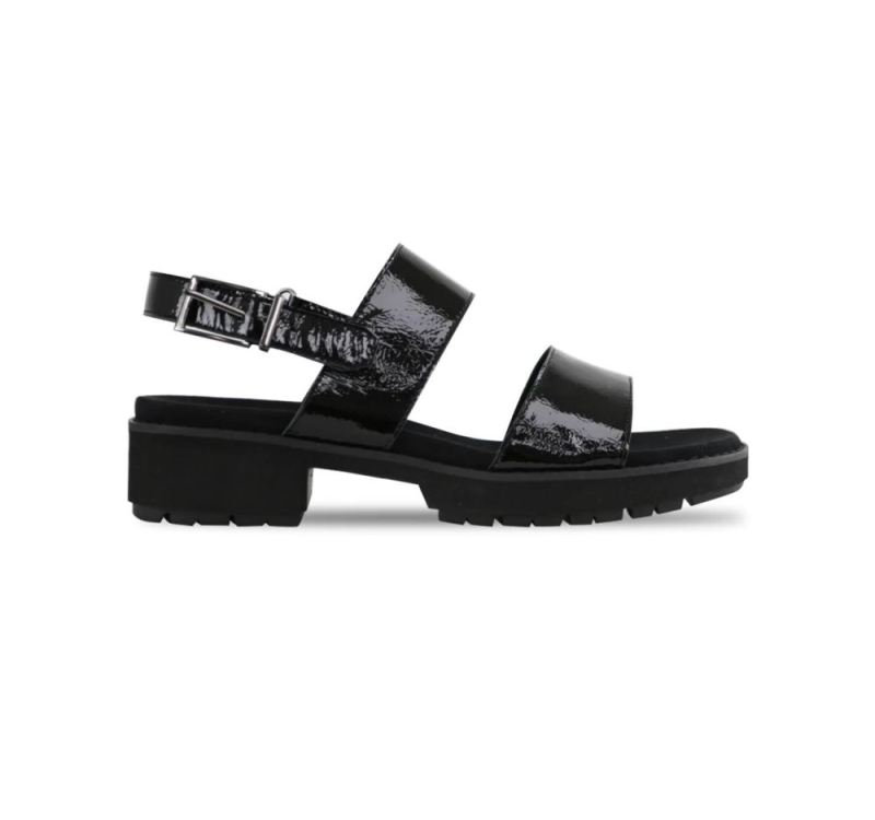 Munro Sandals | Women's Teagan-Black Crinkle Patent | Quick Ship!