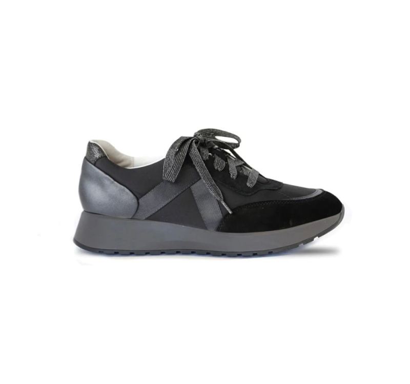 Munro Canada Outlet Women's Piper-Piper-Black Suede/Fabric Combo | Quick Ship!