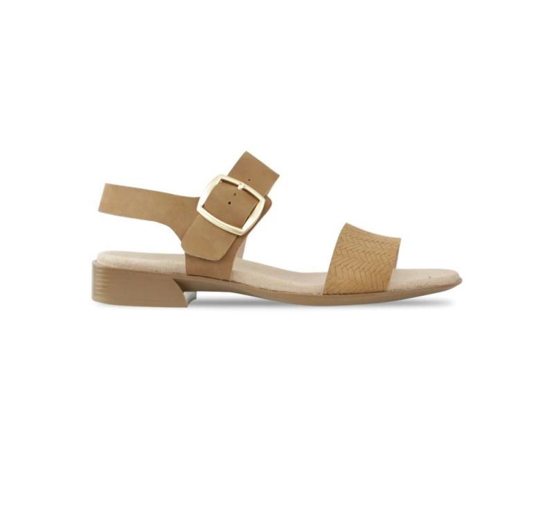Munro Sandals | Women's Cleo-Medium Tan Nubuck | Quick Ship!