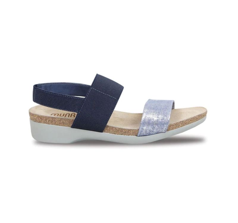 Munro Sandals | Women's Pisces-Blue/ Silver Metallic | Quick Ship!