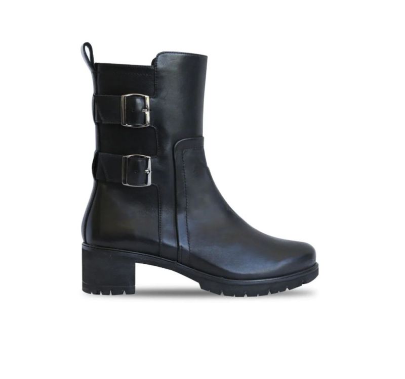 Munro Boots | Women's Moto-Black Milled Calf | Quick Ship!