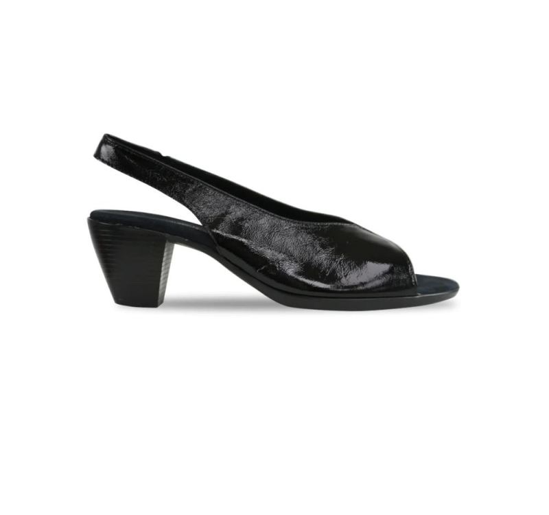 Munro Sandals | Women's Rochelle-Black Crinkle Patent | Quick Ship!