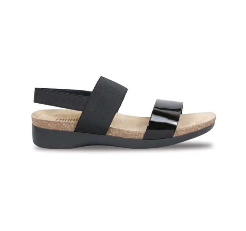 Munro Sandals | Women's Pisces-Black Patent/Black Fabric | Quick Ship!