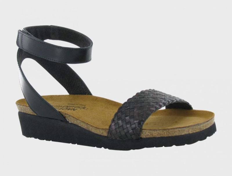 Naot | Abbie-Black Dark Brown Multi Braid / Black Madras Lthr