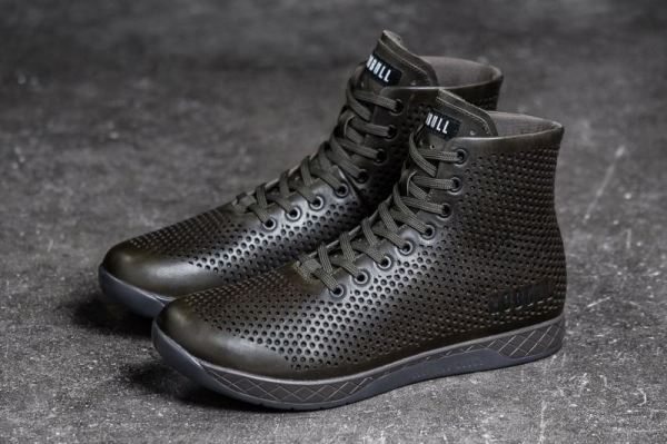 NOBULL MEN'S SHOES HIGH-TOP OLIVE LEATHER TRAINER | STYLISH OUTLET