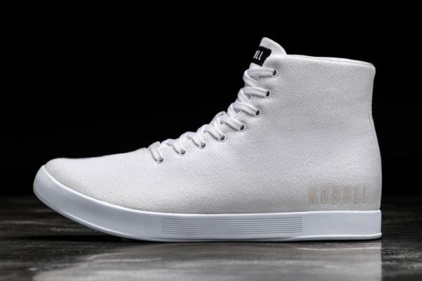 NOBULL MEN'S SHOES HIGH-TOP WHITE CANVAS TRAINER | STYLISH OUTLET