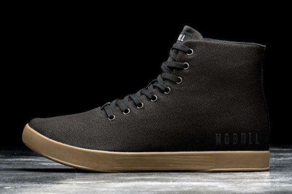 NOBULL MEN'S SHOES HIGH-TOP BLACK DARK GUM CANVAS TRAINER | STYLISH OUTLET