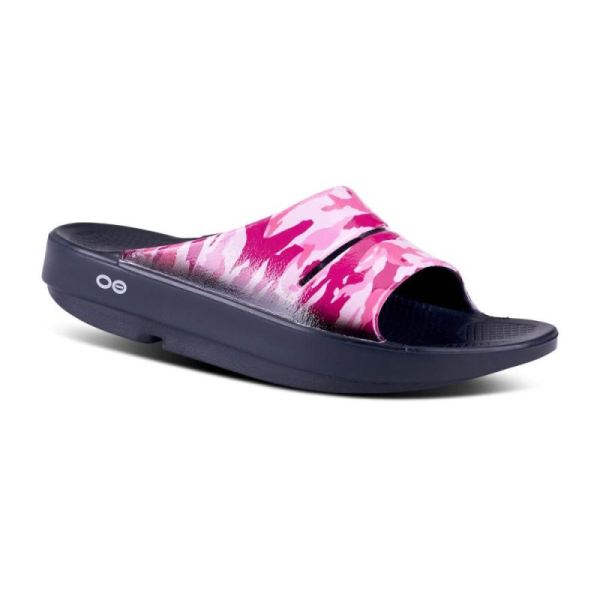 Oofos Shoes Women's OOahh Luxe Slide Sandal - Project Pink Camo