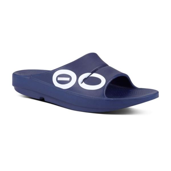 Oofos Shoes Men's OOahh Sport Slide Sandal - Navy White