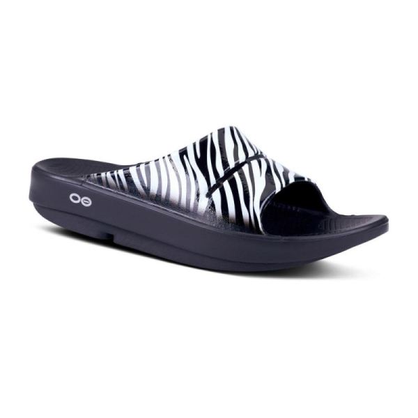 Oofos Shoes Women's OOahh Luxe Slide Sandal - Zebra