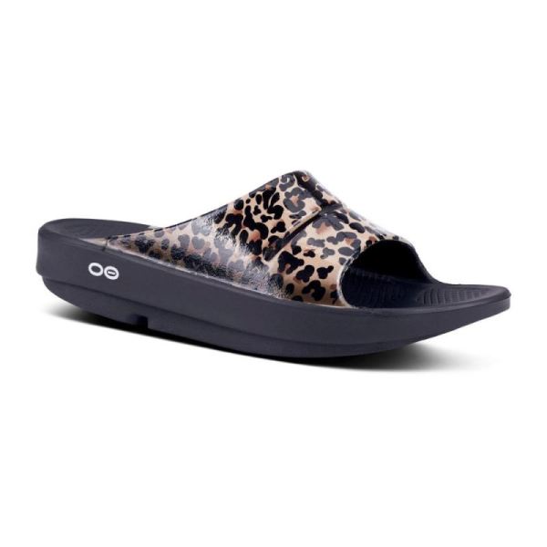 Oofos Shoes Women's OOahh Luxe Slide Sandal - Leopard