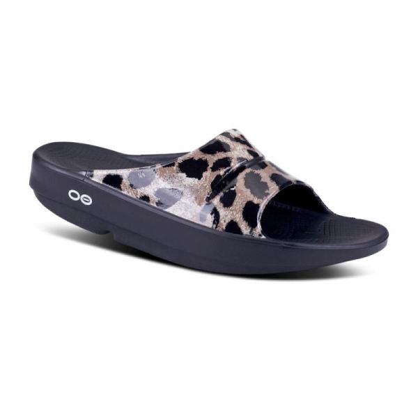Oofos Shoes Women's OOahh Luxe Slide Sandal - Cheetah